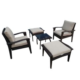 Outdoor Patio Lounge Chairs Rattan Wicker Patio Chaise Lounges Chair Patio Lounger Furniture with 5-Level Adjustable Backrest & Removable Cushioned Se