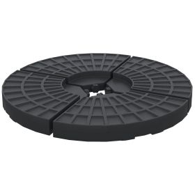 Outsunny 4 Pieces Round Patio Umbrella Base, Cantilever Offset Outdoor Umbrella Weights, 52 Liters Capacity Water or 112 lbs Capacity Sand Plates Set