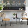 3 Pieces Of Luxury Outdoor Wicker Furniture - Patio Bistro Style Table And Chair Combination,Weather-resistant PE Wicker Weave, Stainless Steel Fame
