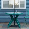 Outsunny 36.25" Dia Round Plastic Patio Table with Umbrella Hole, Outdoor Bistro Dining Table, for Bar, Garden, Backyard, Poolside, Yard, Green