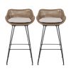 Outdoor 29.25'' Wicker and Iron Barstool with Cushion (Set of 2)