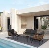 4 Pieces Patio Furniture Set, PE Rattan Wicker 4 Pcs Outdoor Sofa Set w/Washable Cushion and Tempered Glass Tabletop