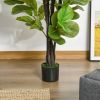 HOMCOM 4.5FT Artificial Fiddle Leaf Fig Tree, Faux Decorative Plant in Nursery Pot for Indoor or Outdoor DÃ©cor