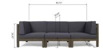 BRAVA X-BACK 3 SEATER OUTDOOR SECTIONAL SOFA SET, DARK GRAY