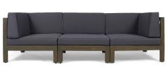 BRAVA X-BACK 3 SEATER OUTDOOR SECTIONAL SOFA SET, DARK GRAY