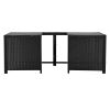 Spa Surround Spa Frame Quadrilateral Outdoor Rattan Sectional Sofa Set with Mini Sofa, Wooden Seats and Storage Spaces, Grey