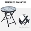 Outsunny 3 Piece Outdoor Rocking Chair Set, Patio Folding Lawn Rocker Set with Glass Coffee Table, Headrests for Yard, Patio, Deck, Backyard