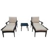 Outdoor Patio Lounge Chairs Rattan Wicker Patio Chaise Lounges Chair Patio Lounger Furniture with 5-Level Adjustable Backrest & Removable Cushioned Se