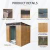 6ft x 5ft Outdoor Metal Storage with Transparent plate and Foundation for Backyard Garden Patio --Coffee