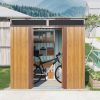 6ft x 5ft Outdoor Metal Storage with Transparent plate and Foundation for Backyard Garden Patio --Coffee