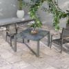 Outsunny Extendable Outdoor Dining Table, 41"- 83" Aluminum Frame Patio Table with Wood Effect Steel Top, Rectangle Expandable Patio Table for 6-8