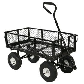 Heavy Duty Wheelbarrow Steel Log Garden Cart (Color: Black)