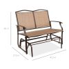 Two Seater Mesh Patio Loveseat Swing Glider Rocker with Armrests