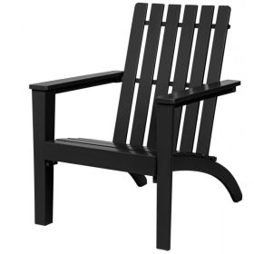 Indoor/Outdoor Acacia Wood Adirondack Lounge Armchair (Color: Black)