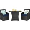 3-Piece Patio Furniture Outdoor Dining Set in Brown PE Rattan Cushions