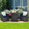 3-Piece Patio Furniture Outdoor Dining Set in Brown PE Rattan Cushions