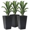 Set of 3 - Faux Rattan Plastic Tall Large Flower Pots