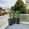Set of 3 - Faux Rattan Plastic Tall Large Flower Pots