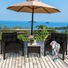 3-Piece Brown PE Rattan Outdoor Dining Patio Furniture Set Cushions