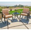 3-Piece Solid Wood Outdoor Patio Furniture Chairs Table Set Cushions