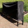 Indoor/Outdoor Black Metal Firewood Rack with Cover