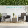 3-Piece Black PE Wicker Outdoor Patio Furniture Dining Set Cushions