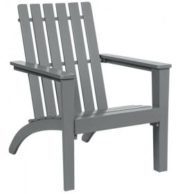 Indoor/Outdoor Acacia Wood Adirondack Lounge Armchair (Color: Grey)