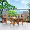 3-Piece Solid Wood Outdoor Patio Furniture Chairs Table Set Cushions