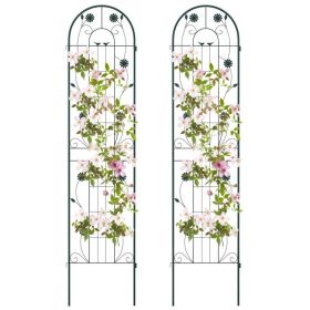 2 Pack - 7-ft Galvanized Steel Garden Trellis Metal Outdoor Finish (Color: Green)