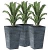 Set of 3 - Faux Rattan Plastic Tall Large Flower Pots