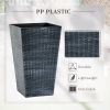 Set of 3 - Faux Rattan Plastic Tall Large Flower Pots