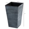 Set of 3 - Faux Rattan Plastic Tall Large Flower Pots