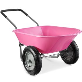 Heavy Duty 2-Wheel Multipurpose Rust Proof Wheelbarrow (Color: Pink)