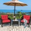 3-Piece Brown PE Rattan Outdoor Dining Patio Furniture Set Cushions