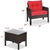 3-Piece Brown PE Rattan Outdoor Dining Patio Furniture Set Cushions