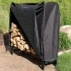 Indoor/Outdoor Black Metal Firewood Rack with Cover