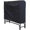Indoor/Outdoor Black Metal Firewood Rack with Cover