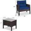 3-Piece Brown PE Rattan Outdoor Dining Patio Furniture Set Cushions