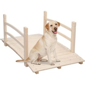 Outdoor 4-ft Wooden Garden Bridge in Rustic Wood Finish (Color: Natural)