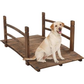 Outdoor 4-ft Wooden Garden Bridge in Rustic Wood Finish (Color: Brown)