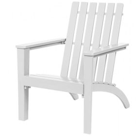 Indoor/Outdoor Acacia Wood Adirondack Lounge Armchair (Color: White)