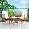 3-Piece Solid Wood Outdoor Patio Furniture Chairs Table Set Cushions