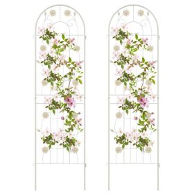 Set of 2- 6-ft Galvanized Steel Outdoor Garden Trellis Metal Finish (Color: White)