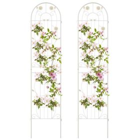 2 Pack - 7-ft Galvanized Steel Garden Trellis Metal Outdoor Finish (Color: White)