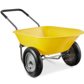 Heavy Duty 2-Wheel Multipurpose Rust Proof Wheelbarrow (Color: Yellow)