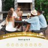 Outdoor Metal and HDPE Picnic Table Bench Set with Umbrella Hole - Seats 8