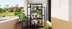 TOPMAX 62inch Height Wood Large Greenhouse Balcony Portable Cold Frame with Wheels and Adjustable Shelves for Outdoor Indoor Use