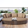 TOPMAX 6-Piece Patio Outdoor Conversation Round Sofa Set, PE Wicker Rattan Separate Seating Group with Coffee Table