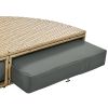 Outdoor Patio Daybed Wicker Rattan Double Daybed Round Sofa Furniture Set with Retractable Canopy, 4 Pillows for Lawn Garden Backyard Porch Pool