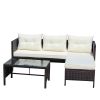 Outdoor patio Furniture sets Conversation set wicker Ratten Sectional Sofa With Seat Cushions(Beige Cushion)